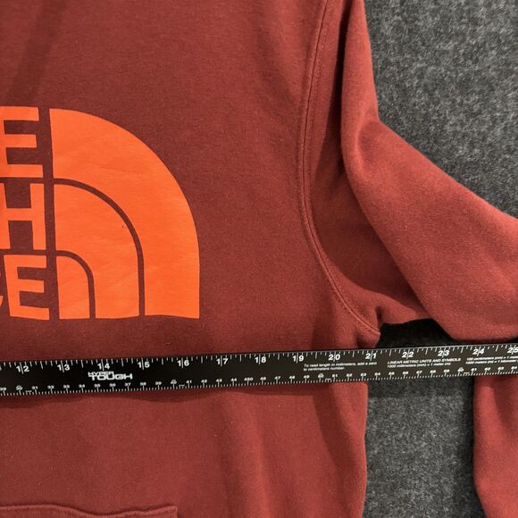 North Face Hoodie Men's Medium Burgundy Pullover Sweatshirt Outdoor Logo Fleece - Picture 5 of 9